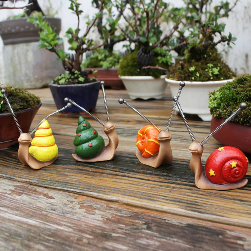 4pcs, Mini Snail Sculpture Bonsai Decorations，Garden Home Decoration Resin Crafts, Outside Decor, Outdoor Decor,Yard Art Ornamen