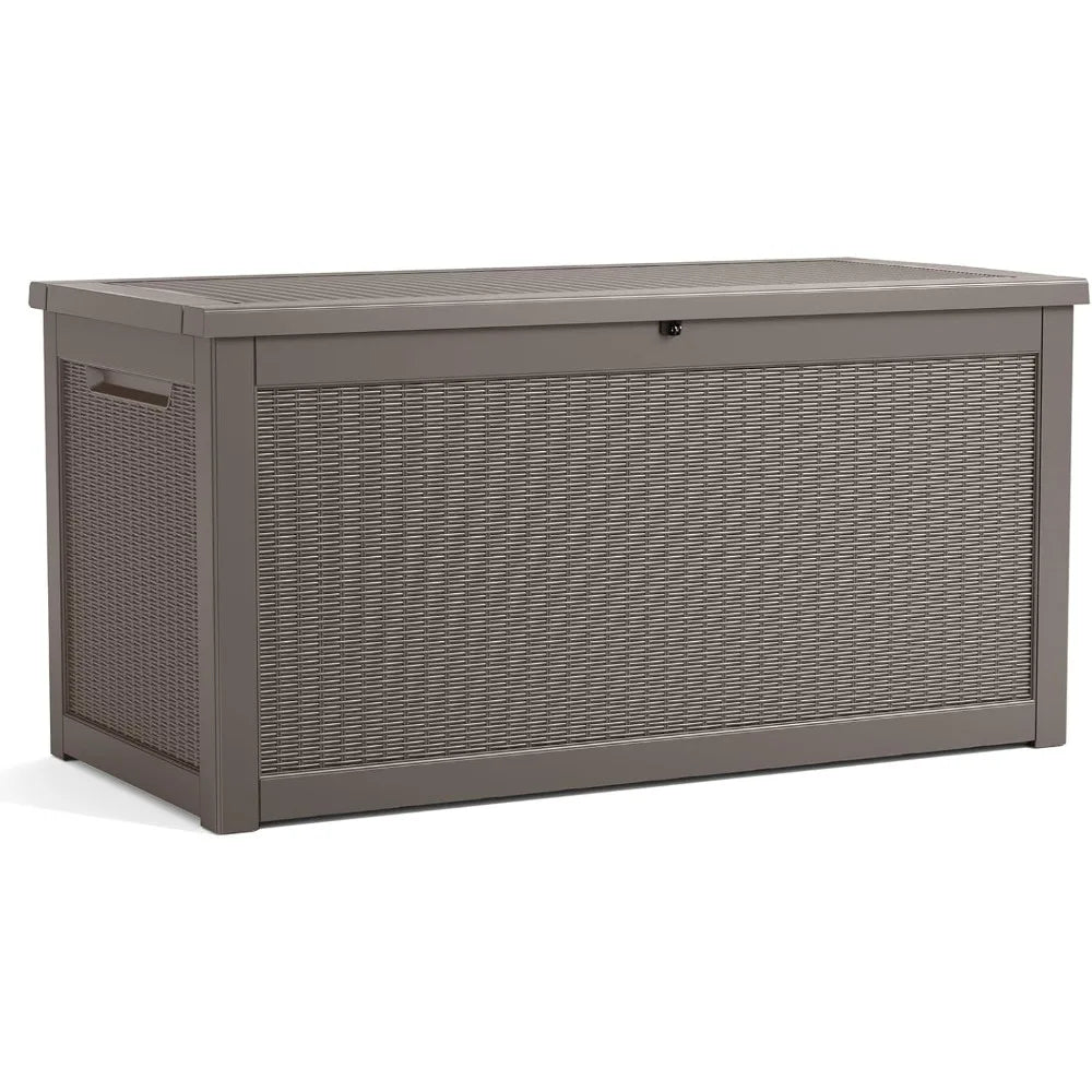 320 Gallon Lockable Resin Deck Box, Waterproof & UV-Resistant Outdoor Storage Box for Outdoor Cushion Storage, Customized