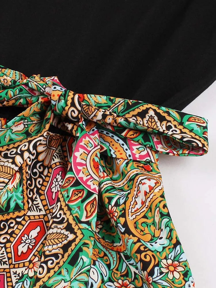 Retro Vintage Women's Summer Dress V-Neck Sleeveless High Waist Chic Floral Print with Belt 50s Style