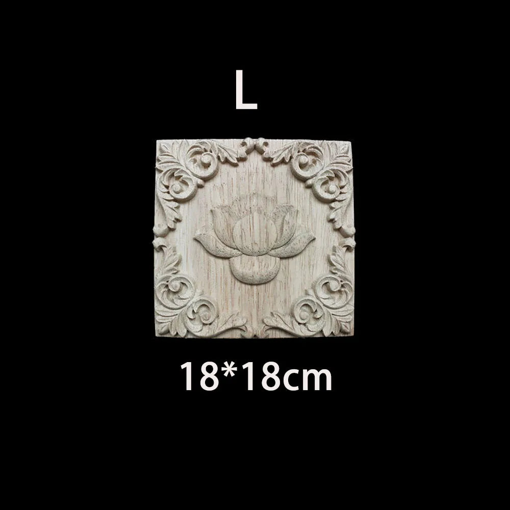 Unique Natural Floral Wood Carved Onlays and Appliques Wood Figurines for Decor Home Decoration Accessories wood furniture decal