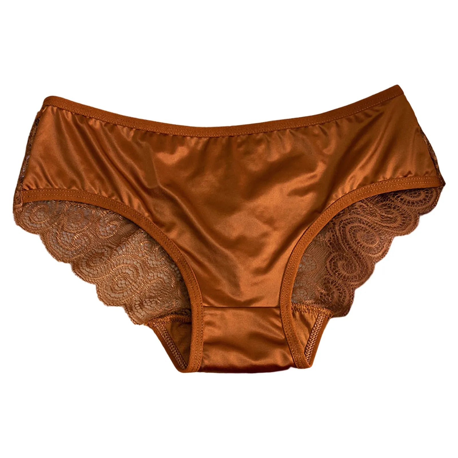 Yellow Women's Panties Silk Satin Underwear Lace Sexy Lingerie Breathable Mid Waist Female Briefs Comfortable Panty Underpants