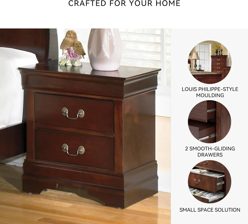 Signature Design by Ashley Alisdair Traditional 2 Drawer Dark Brown Nightstand 23.75 Tall Ideal for Bedside Storage