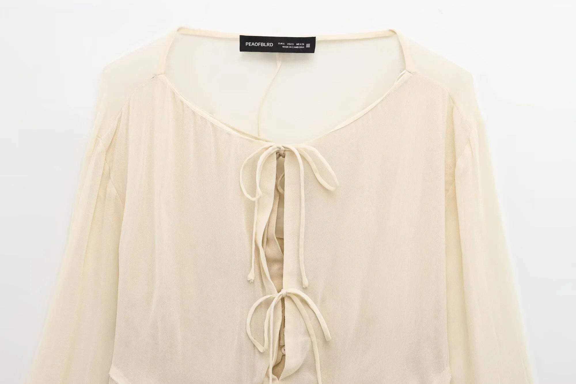 Spring New Product Spicy Girl High End Layered Decoration Romantic Style Translucent Trumpet Sleeve Shirt