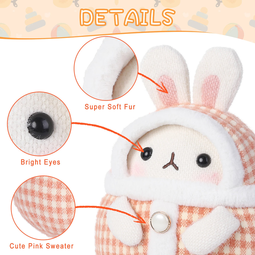 Stuffed Animals Bunny Toys for Kids 12.6 Inch Bunny Plush Knitted Toys with Cute Costume Christmas Birthday Easter Presents