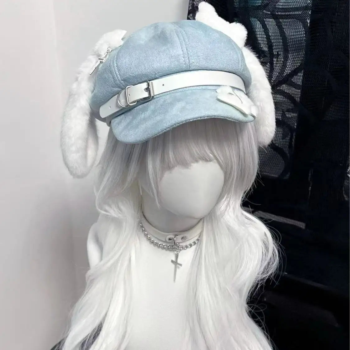 Women's Kawaii Hat Sweet Style New Fashion Cap Grey Dog Eared Cap Subculture Beret Cute Individualistic Embodying Otaku Culture