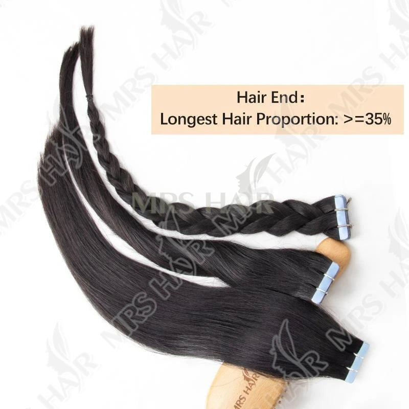 MRSHAIR Tape in Hair Extensions Human Hair Silk Straight Cuticle Remy Tape in Extensions Skin Weft 20pcs/Pack 12-24inch Tape Ins