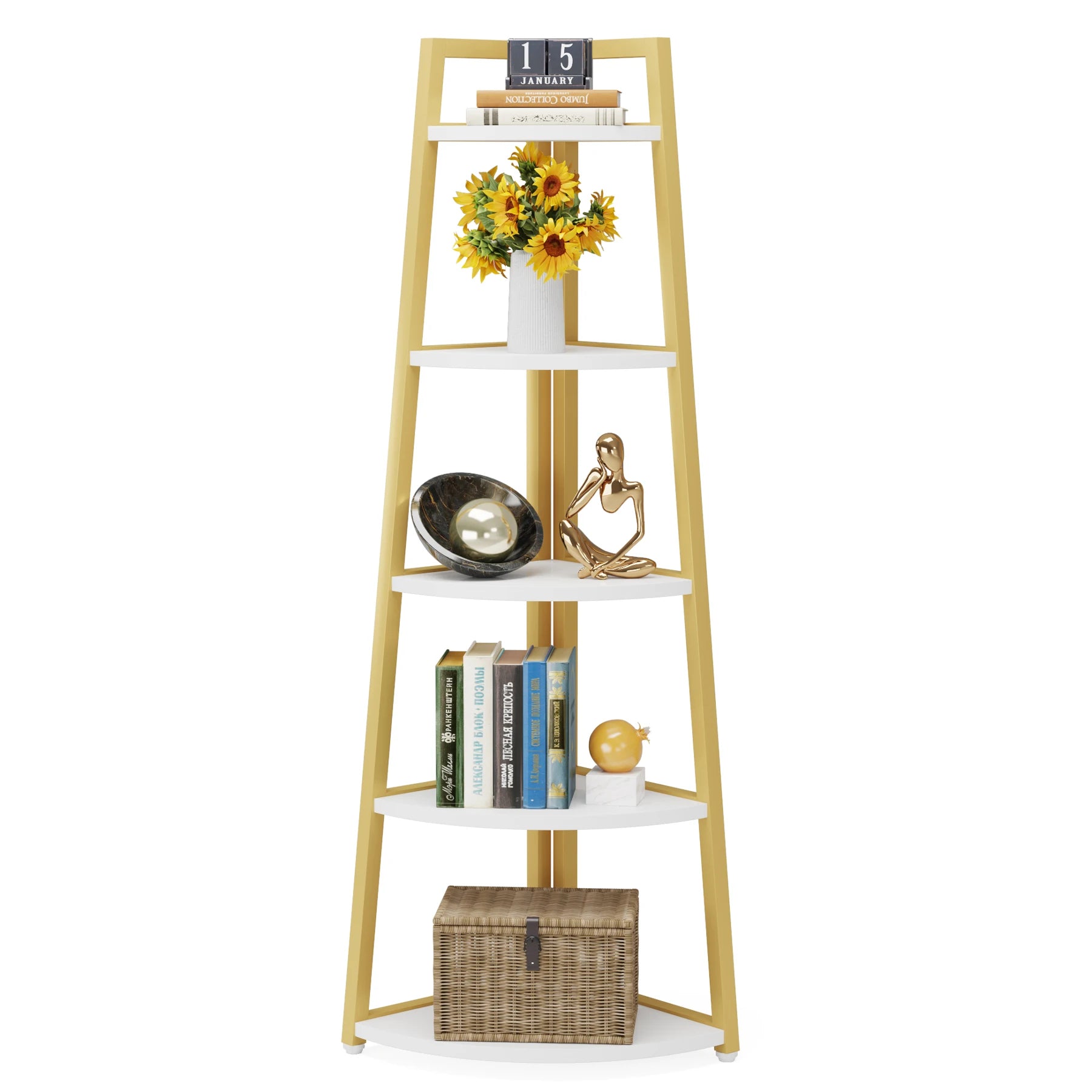 Tribesigns Bookcase Corner Book Shelf Rack Wood Bookshelf Storage Shelves