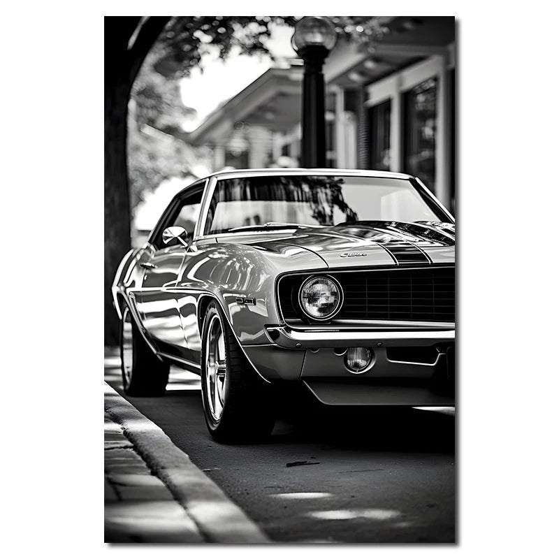 Retro Luxury Car Canvas Wall Painting Poster Vintage Black and White Car Decoration Mural Modern Home Room Decor Birthday Gift