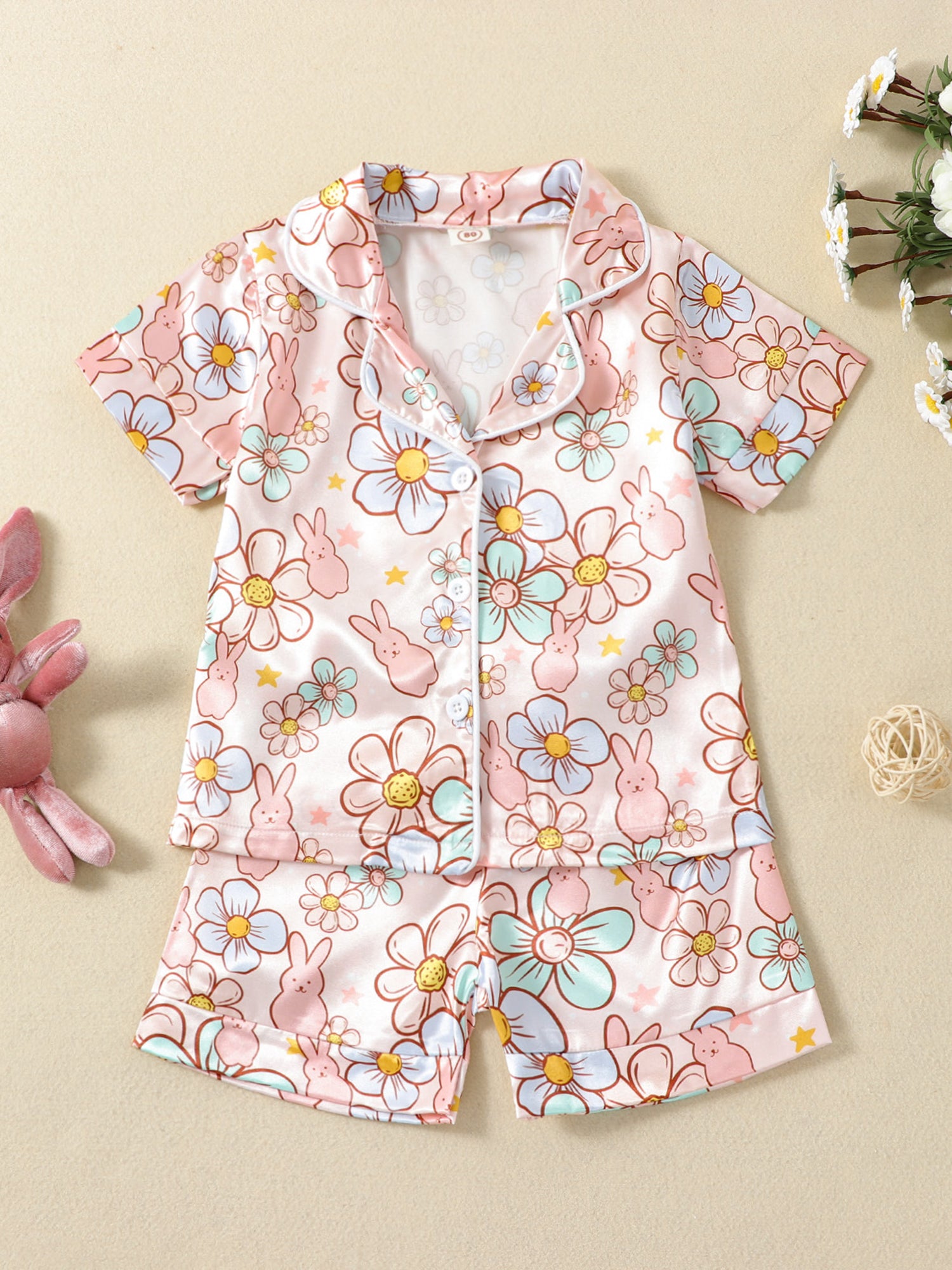2Pcs Boys Easter Pajamas Set Long Sleeve Striped Print Button Down Shirts and Pants Set Loungewear for Kids
