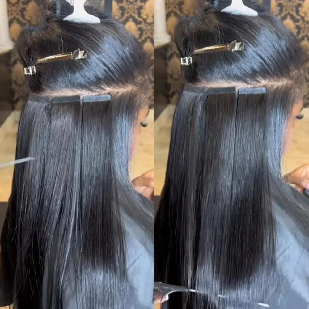 25 pcs Straight Tape In Hair Extensions 100% Human Hair 30 Inch Brazilian Invisible Seamless Weft PU Tape In Raw Hair Extensions