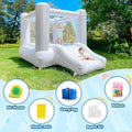 （This product is currently sold out） Inflatable White Bounce House With Slide Oxford Bouncy Castle Include Blower (without tarp)