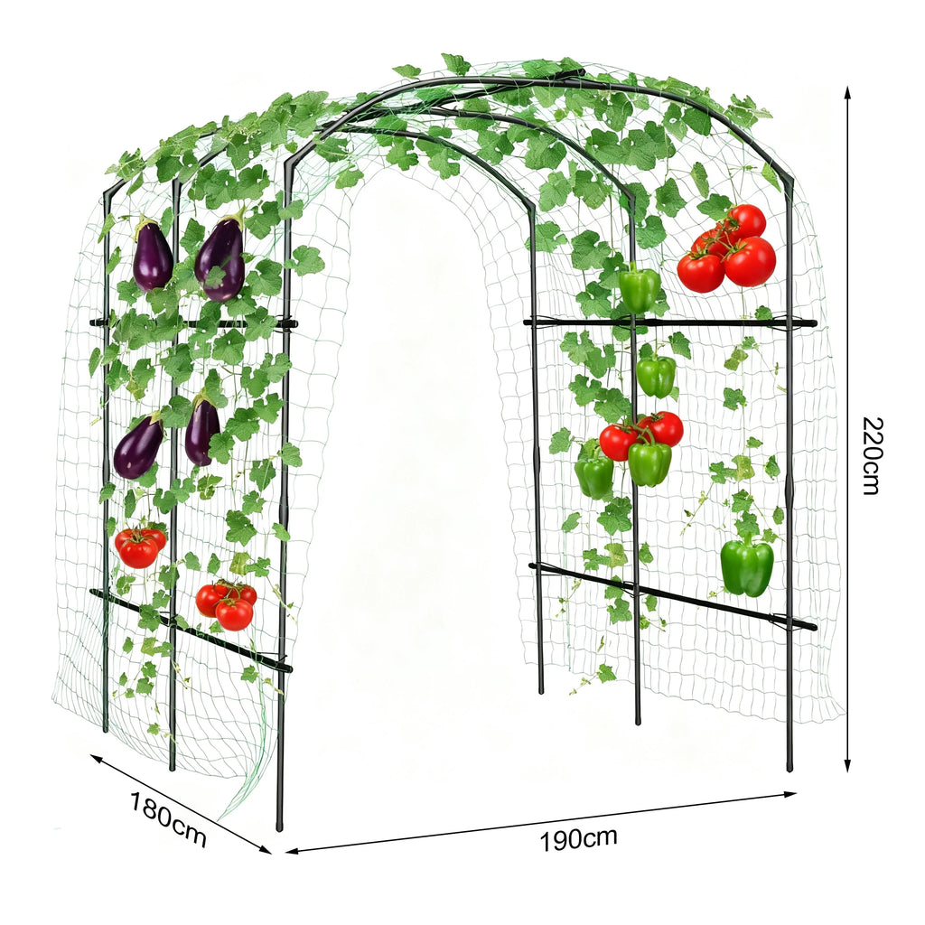 Large Cucumbers Plants Trellis PE Coated Metal Frame Arch Garden Net Climbing Trellis Plant Support for Flowers Plants Vegetable