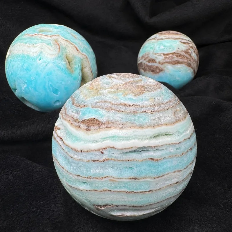 Natural Hemimorphite Sphere Bohemian Style Ocean Gem, Blue Home Decoration Blue Crystal Mineral Crystal Sphere Gift