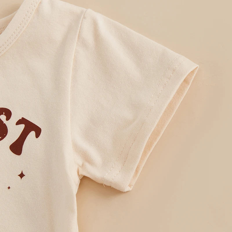 Baby Easter Outfit Bunny Print Short Sleeve Shirt and Shorts Set with Elastic Waistband for Comfort