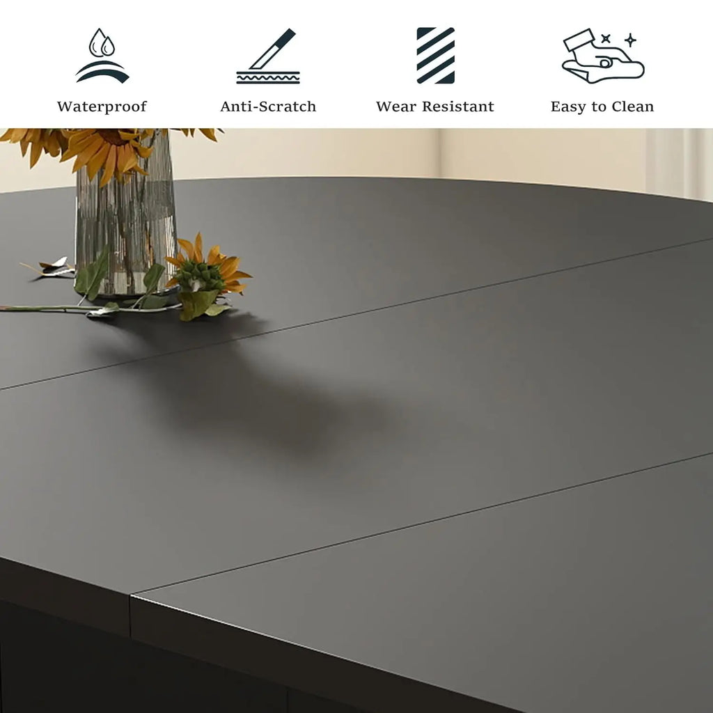 Extendable Dining Table 41-78in Seats 4-8 Round Expandable Kitchen Fluted Base Modern Oval Dining Room Living Room, Customized