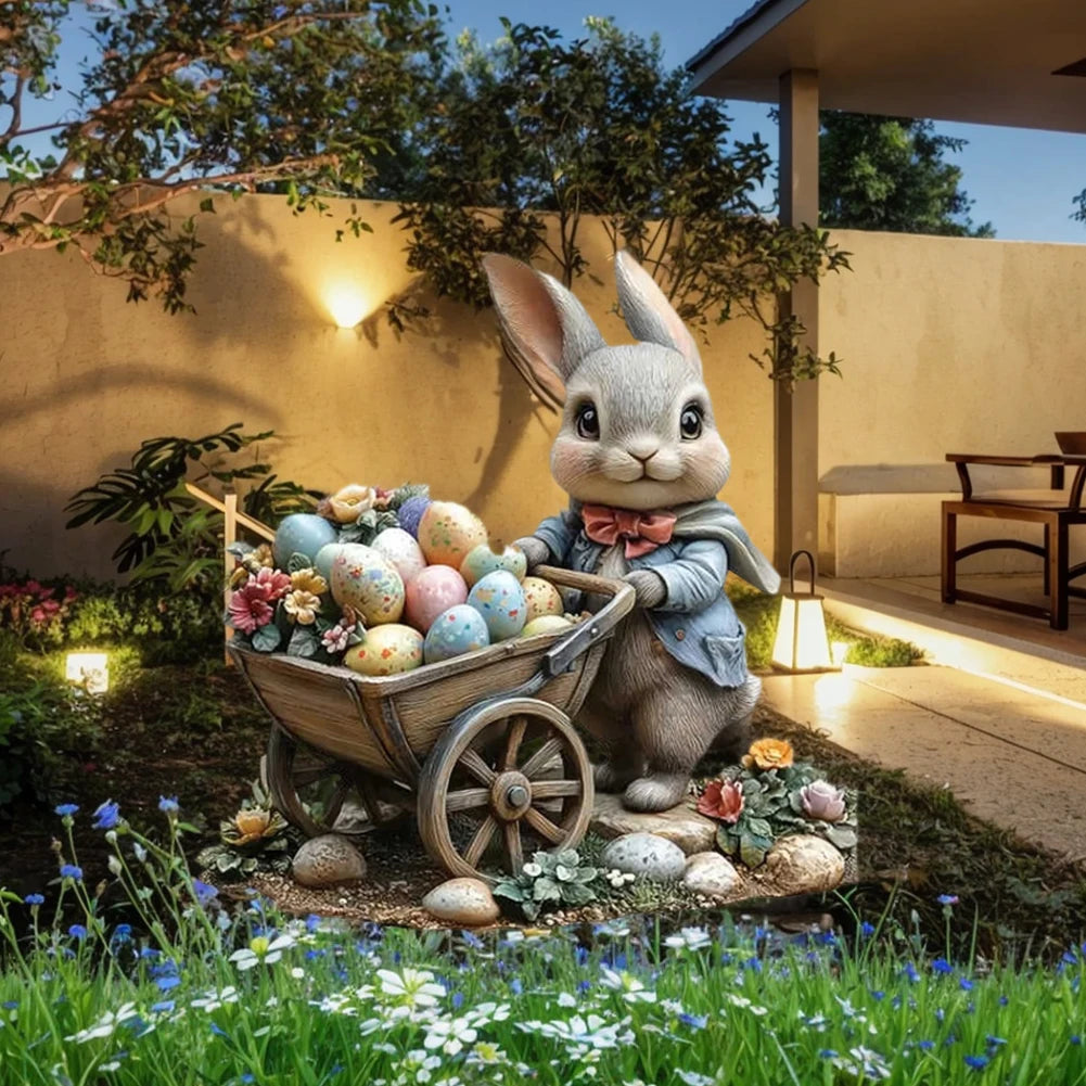 Easter Bunny Garden Stake Acrylic Easter Yard Sign 2D Flat Easter Rabbit Garden Signs for Easter Decorations