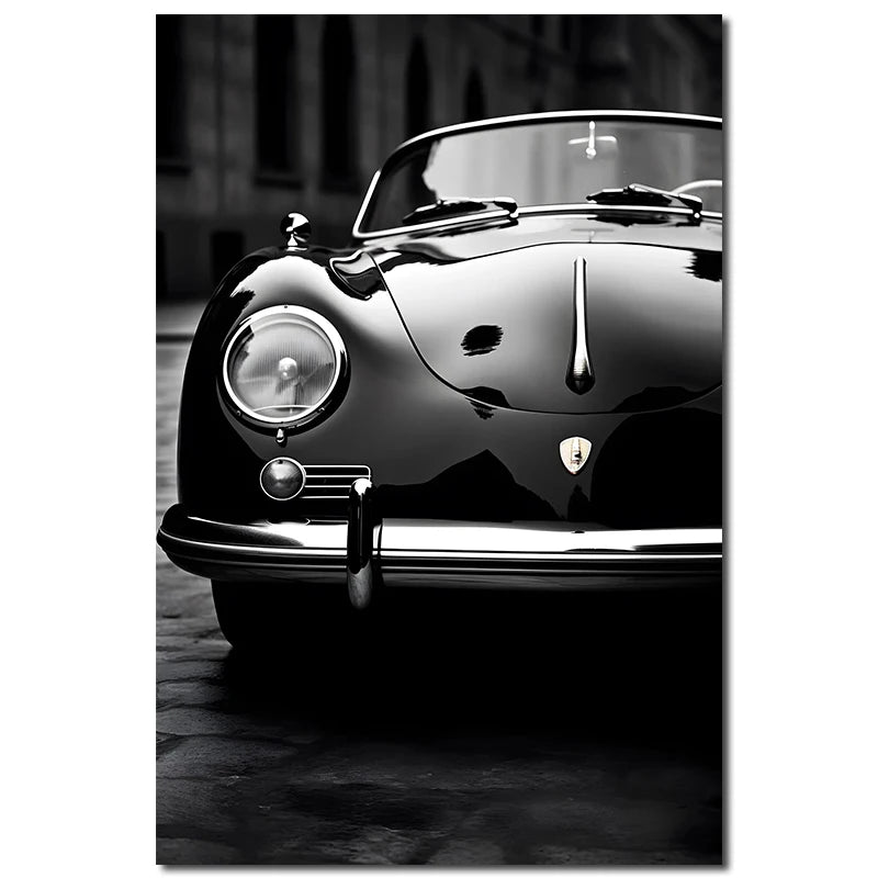 Retro Luxury Car Canvas Wall Painting Poster Vintage Black and White Car Decoration Mural Modern Home Room Decor Birthday Gift