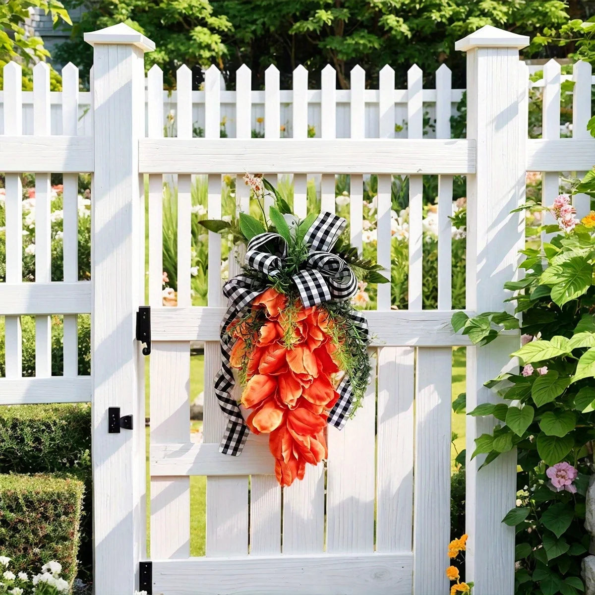 Easter Spring Swag Tulips Wreaths for Front Door, 15.7'' Artificial Spring Summer Door Wreaths with Flower and Leaf