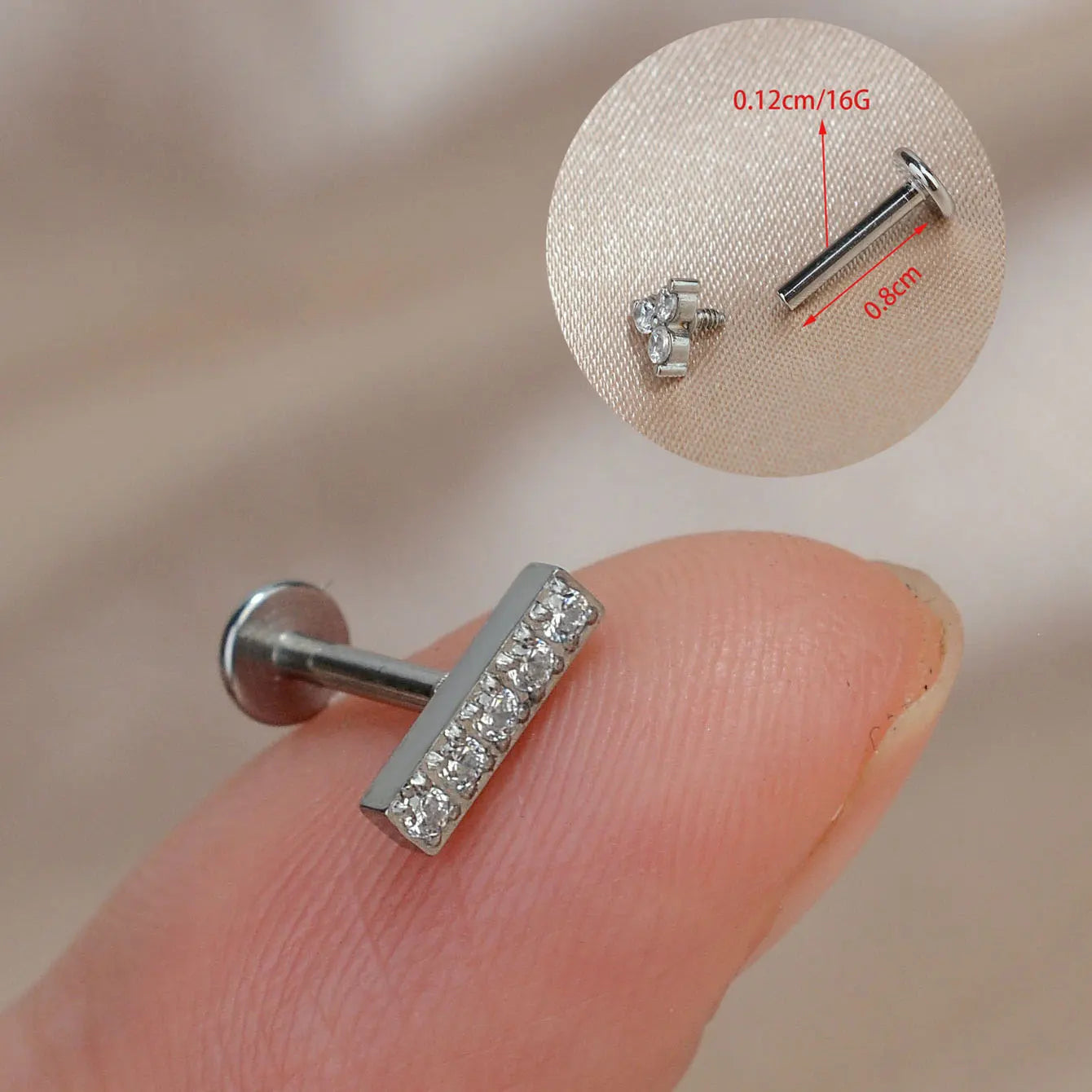 1Piece 16G Titanium Steel CZ Leaf Bee Piercing Lip Labre Studs Tragus Helix Cartilage Couch Lobe Earrings Body Jewelry For Women