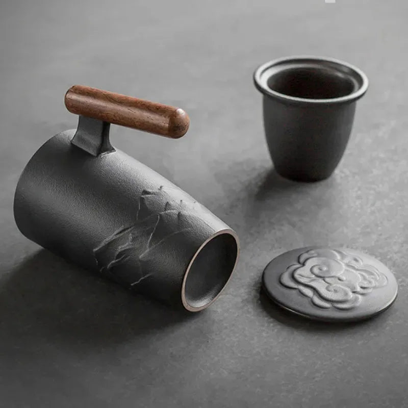 Vintage Mugs Ceramic Coffee Cup Large Capacity with Lid Mug Filter Handmade Office Luxury Cups Good Teaware Personalized Gift
