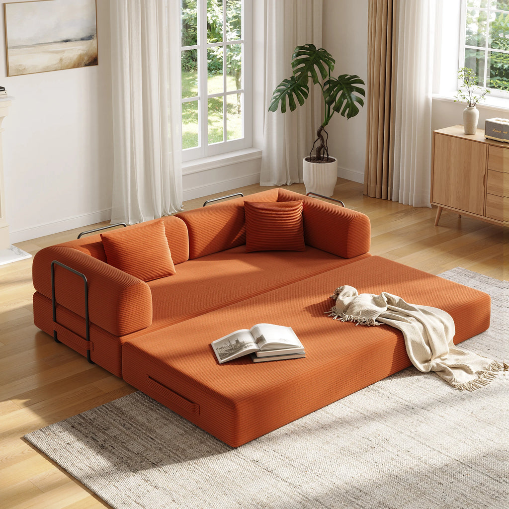 Convertible Floor Sofa Bed with Fixed-Shape Frame,  5-in-1 DIY Combination Modular Sofa,  for Living Room Bedroom Playroom
