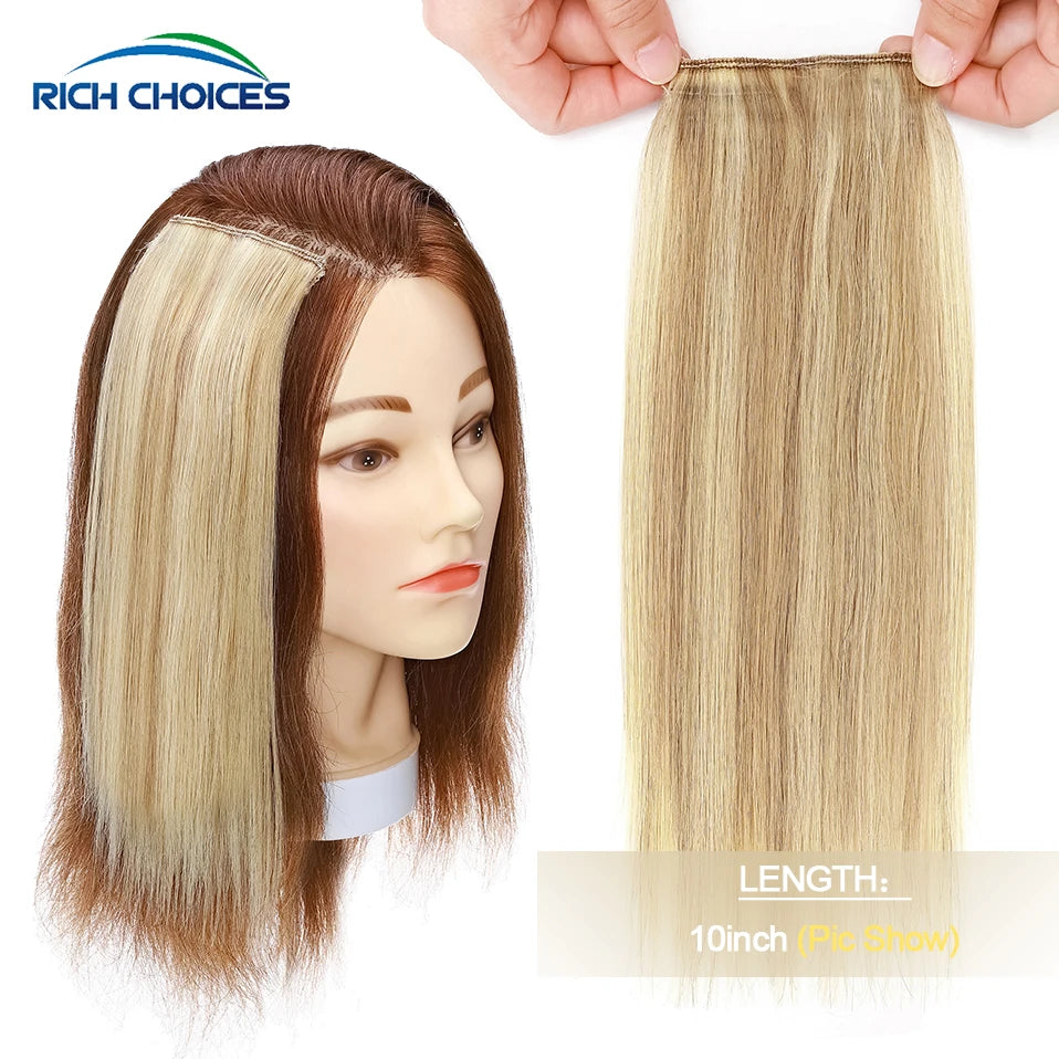 100% Human Hair Topper Invisable Straight Hair Pads Clip In One Piece 2Clips Increase Hair volume Hair Extensions Top Side Cover