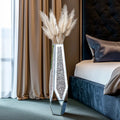 XL Floor Vase for for Dried Flower, 86cm Tall Sparkle Diamond Vase with Mirrored Bevelled Border, Open Base