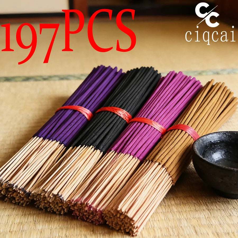 4 Types of Floral Scented High-Quality Handmade Bamboo Stick Incense Set, 22cm Long Natural Chinese Incense Sticks, Including Lavender, Cherry Blossom, Rose, Jasmine, Etc., with a Fresh and Elegant Scent That Lasts for a Long
