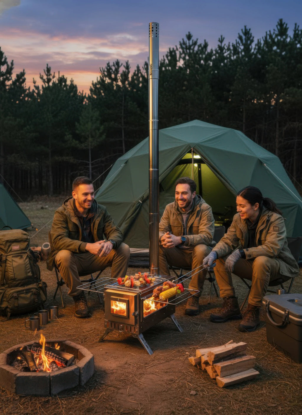 Wisfor Portable Hot Tent Stove,Wood Burning Stove for Camping, Tent Stove With View Glass, Large Stainless Steel Camping Stove