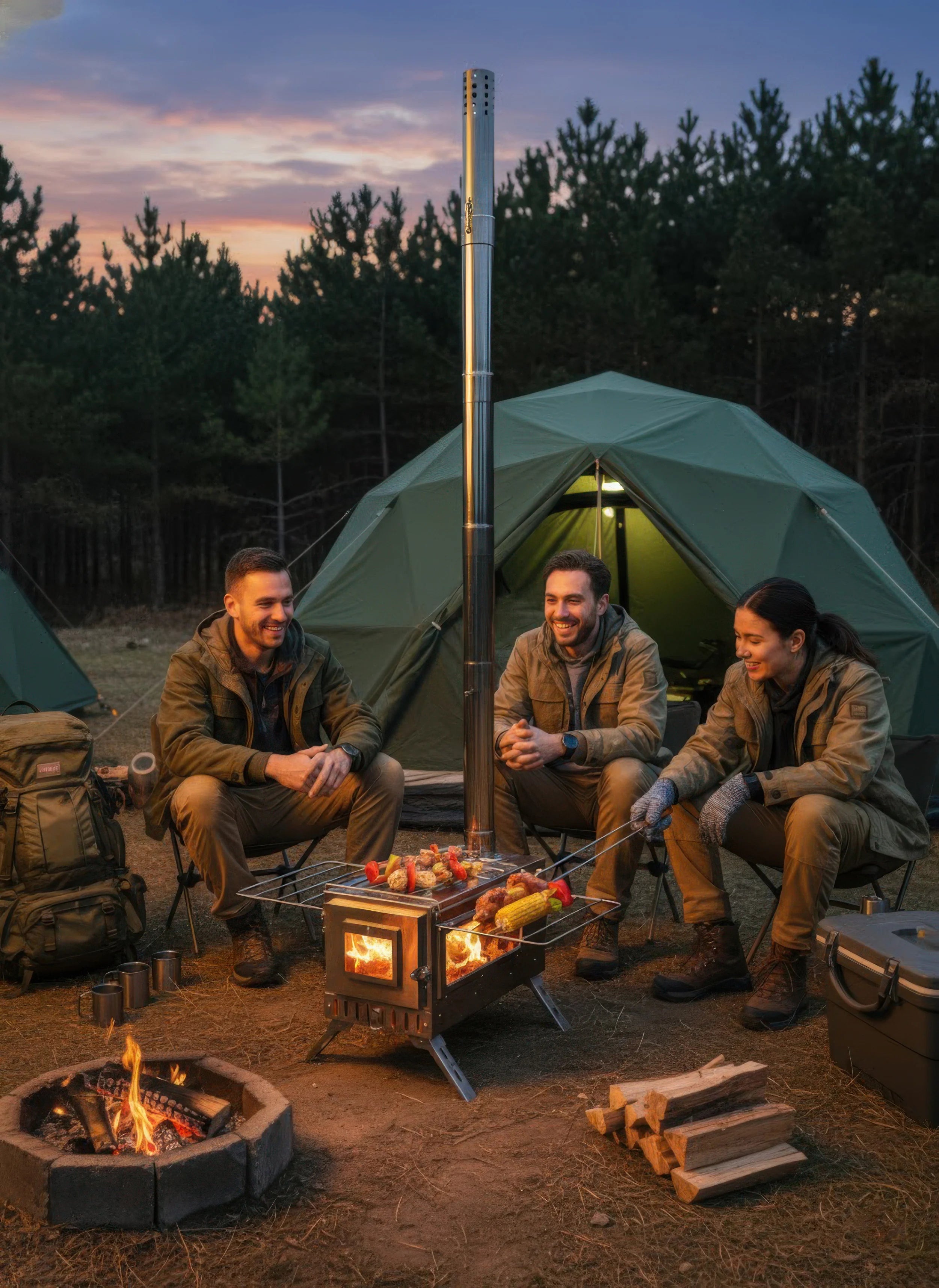 Wisfor Portable Hot Tent Stove,Wood Burning Stove for Camping, Tent Stove With View Glass, Large Stainless Steel Camping Stove