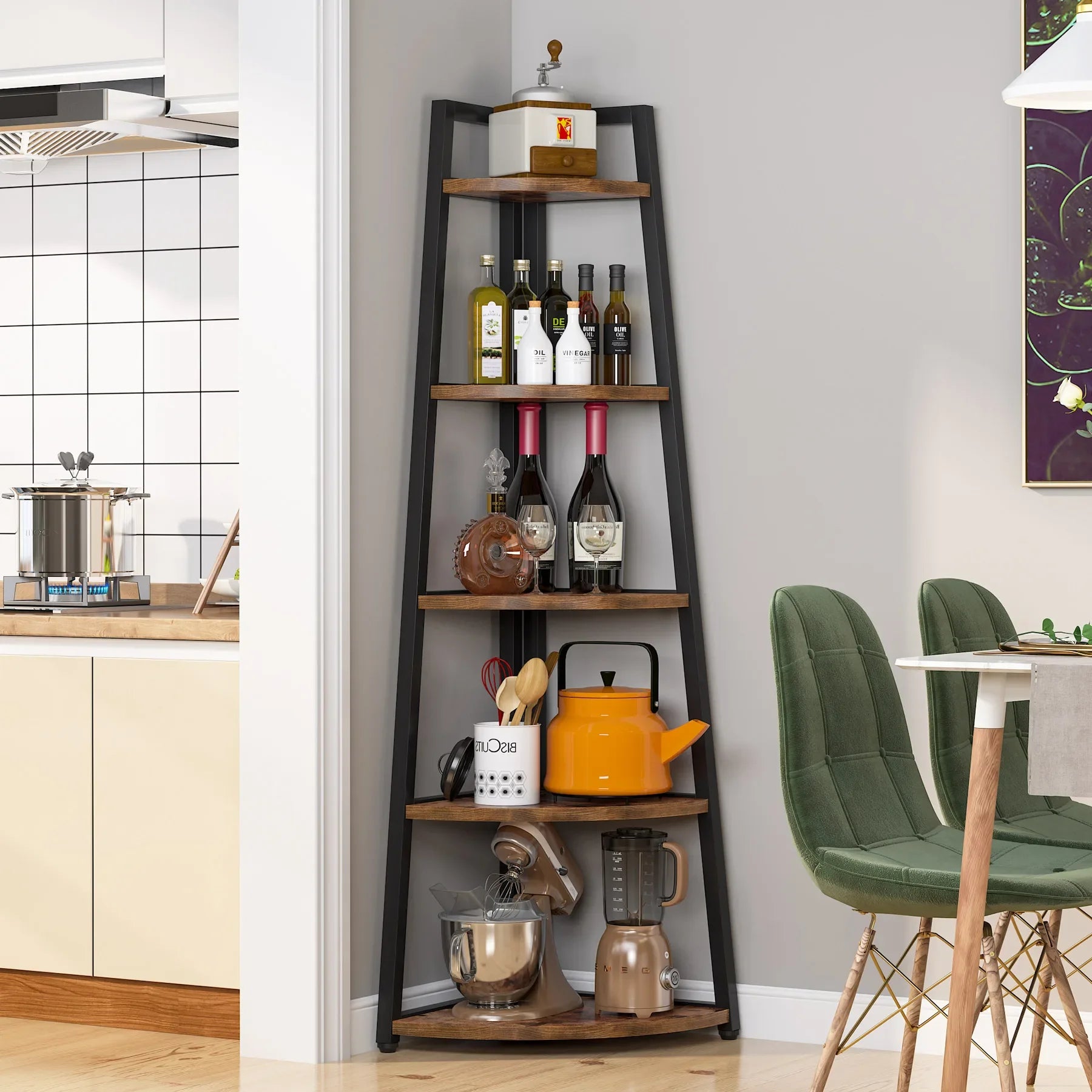 Tribesigns Bookcase Corner Book Shelf Rack Wood Bookshelf Storage Shelves