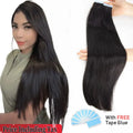 MRS HAIR Silky Straight Tape in Human Hair Extensions Remy Skin Weft Tape Hair Extension 12-24 inch 20pcs/pack 1B Natural Black