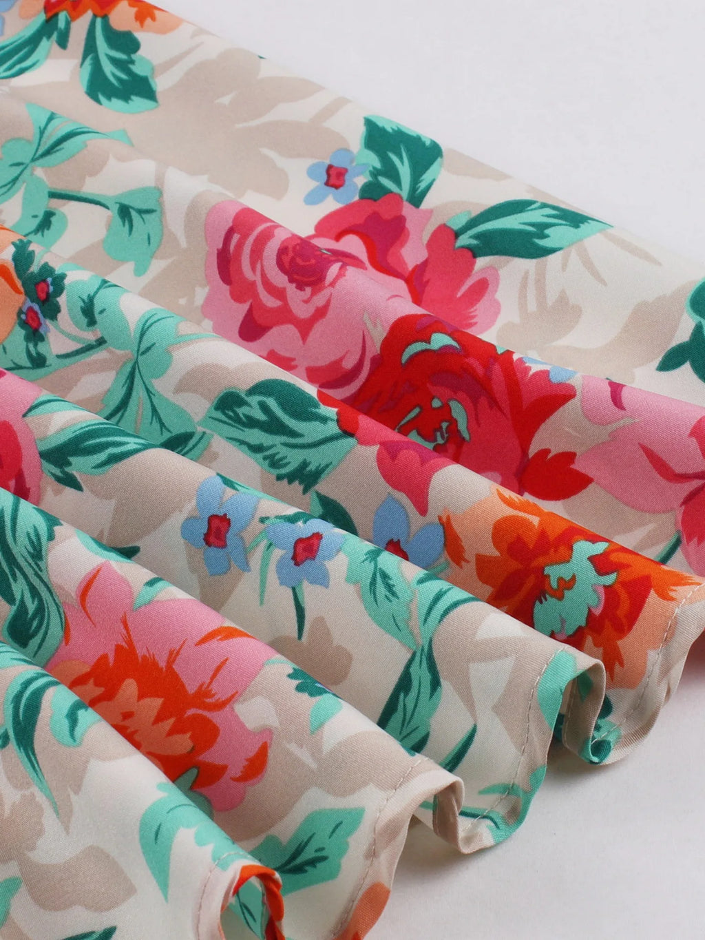 Retro Vintage Women's Summer Dress V-Neck Sleeveless High Waist Chic Floral Print with Belt 50s Style