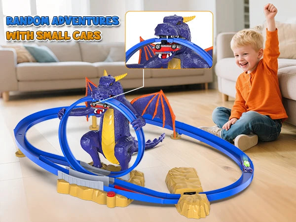 VATOS Dragon Fury Track Cars Set Toy Christmas Gift Dragon Bite The Car Spray Tracks Racing Car Indoor Game 2 Players Kids Boys