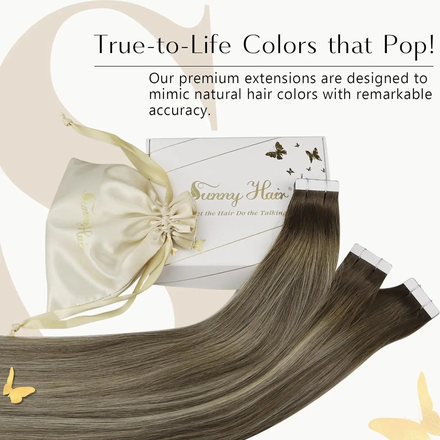 VeSunny Tape in Hair Extensions Human Hair Brown Balayage Cool Brown Fading to Ash Brown with Blonde Long Hair Extensions