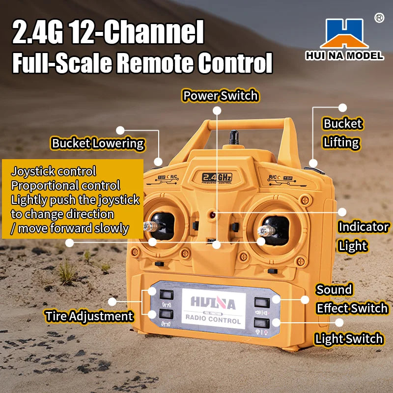 HUINA 1536 RC Dump Truck 1:14 8WD Large Alloy Remote Control Engineering Eight Wheel Heavy-Duty Dump Truck Model Boys Gifts