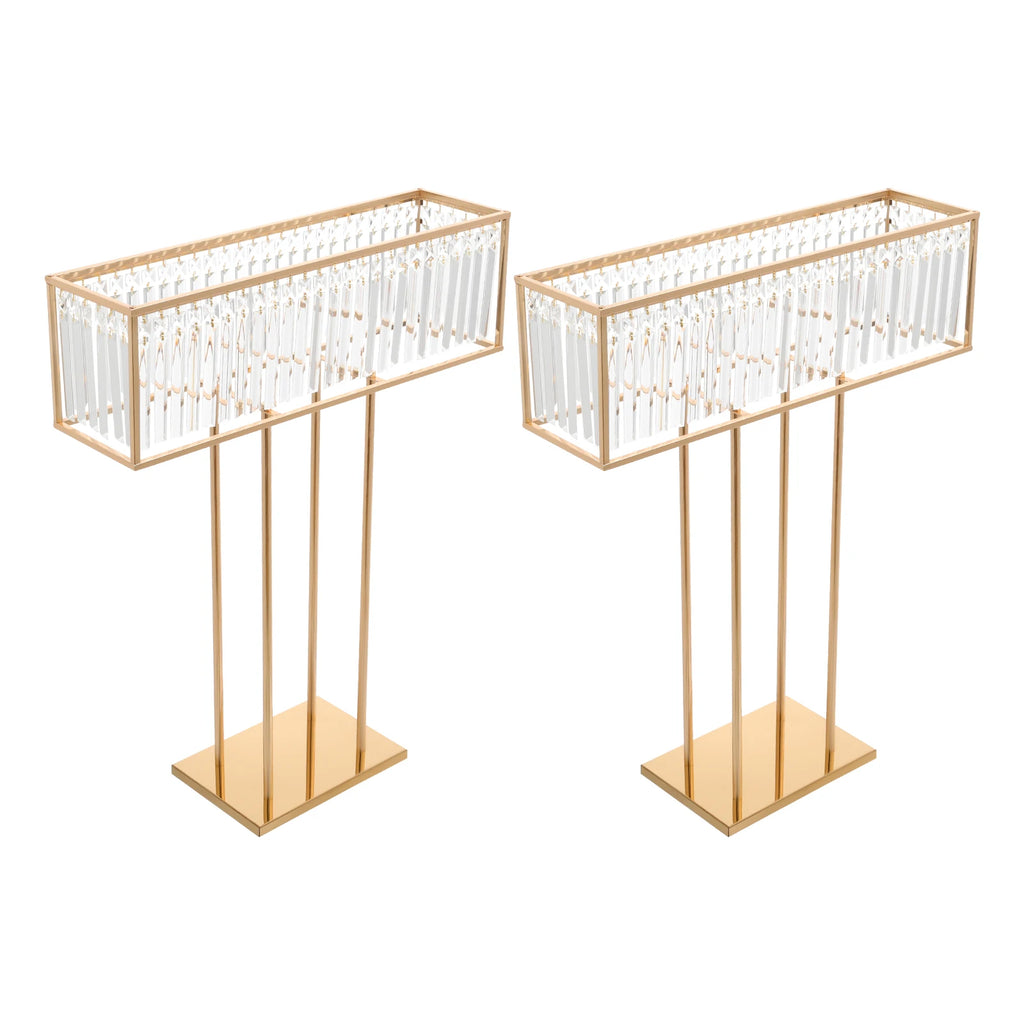 Modern 2pcs Gold Crystal Flower Stand - Wedding & Event Centerpiece for Birthday, Christmas H*L35.43*27.56in