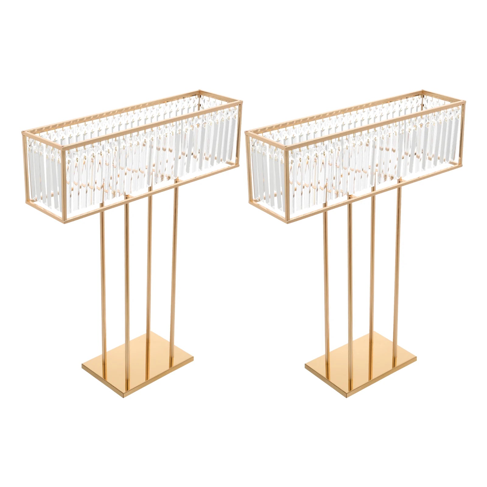 Modern 2pcs Gold Crystal Flower Stand - Wedding & Event Centerpiece for Birthday, Christmas H*L35.43*27.56in