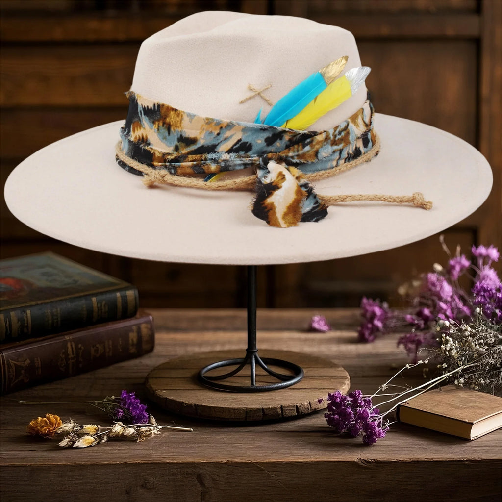 Classic Wool Fedora Hats for Women and Men Retro Wide Brim Trilby Hat with Vintage Feather Detail