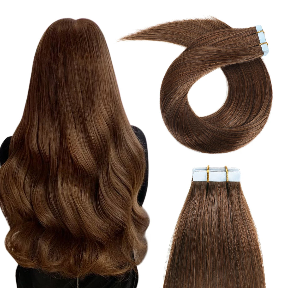Jet Black #1 Tape In Hair Extensions Human Hair 12-24 Inches 50g 20Pcs/Pack Tape Ins Human Hair Extensions Real Human Hair Tape
