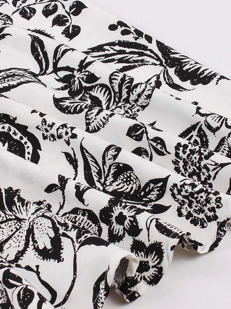 Retro Vintage Women's Summer Dress V-Neck Sleeveless High Waist Chic Floral Print with Belt 50s Style