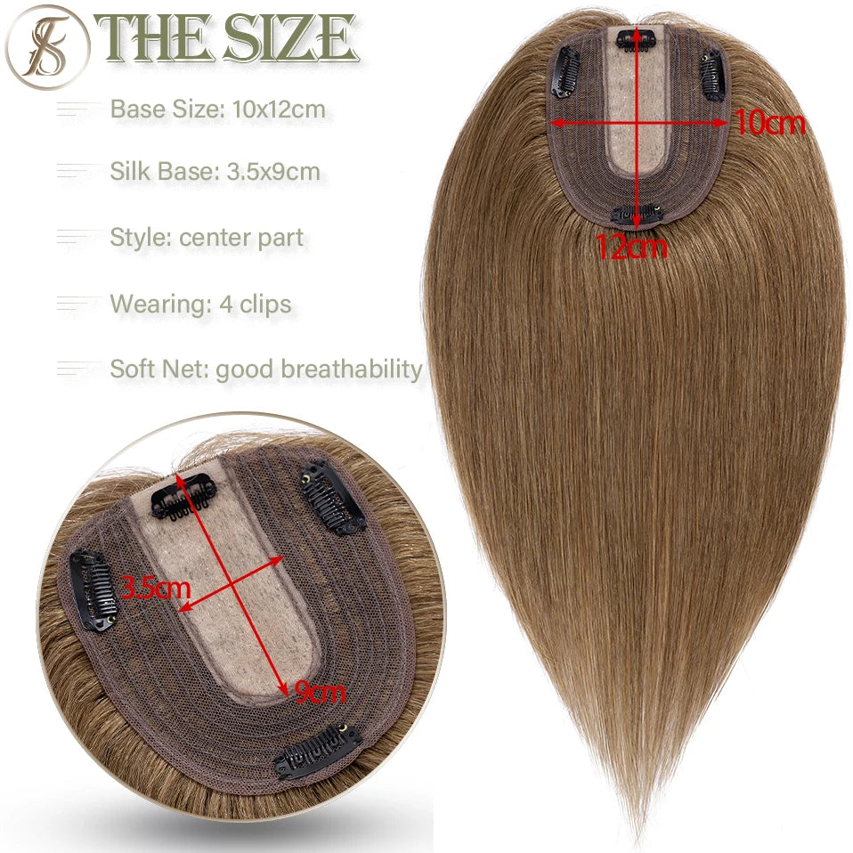 TESS 10x12cm Hair Toppers Natural Hair Wigs 3.5x9cm Women Topper Human Hair Clip In Hair Extensions Blonde Brown Women Hairpiece