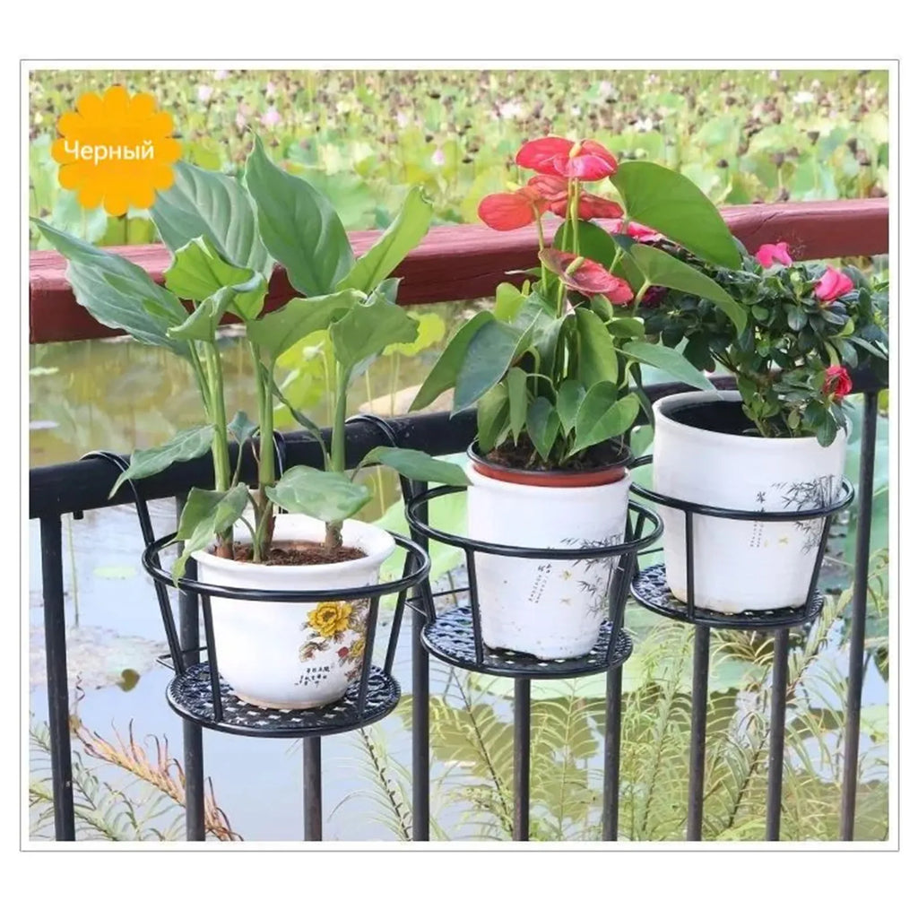 1PCS Iron Wall Mounted Flower Pot Holder for Balcony Round Outdoor Hanging Plant Bracket Heavy Duty Rustproof Garden Decor