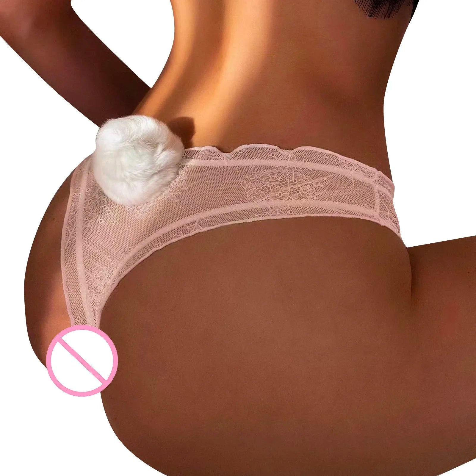 Women Lace Mesh Cotton Thongs Panties Sexy Rabbit Tail Waist Female Underpants Pantys Lingerie Vintage Lingerie for Women
