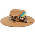 Classic Wool Fedora Hats for Women and Men Retro Wide Brim Trilby Hat with Vintage Feather Detail