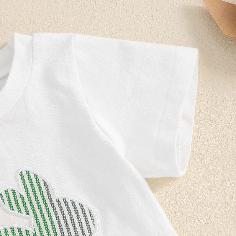 Toddler Boy Easter Bunny Carrot Print Short Sleeve T-shirt and Plaid Shorts Set for Spring Holiday Outfit