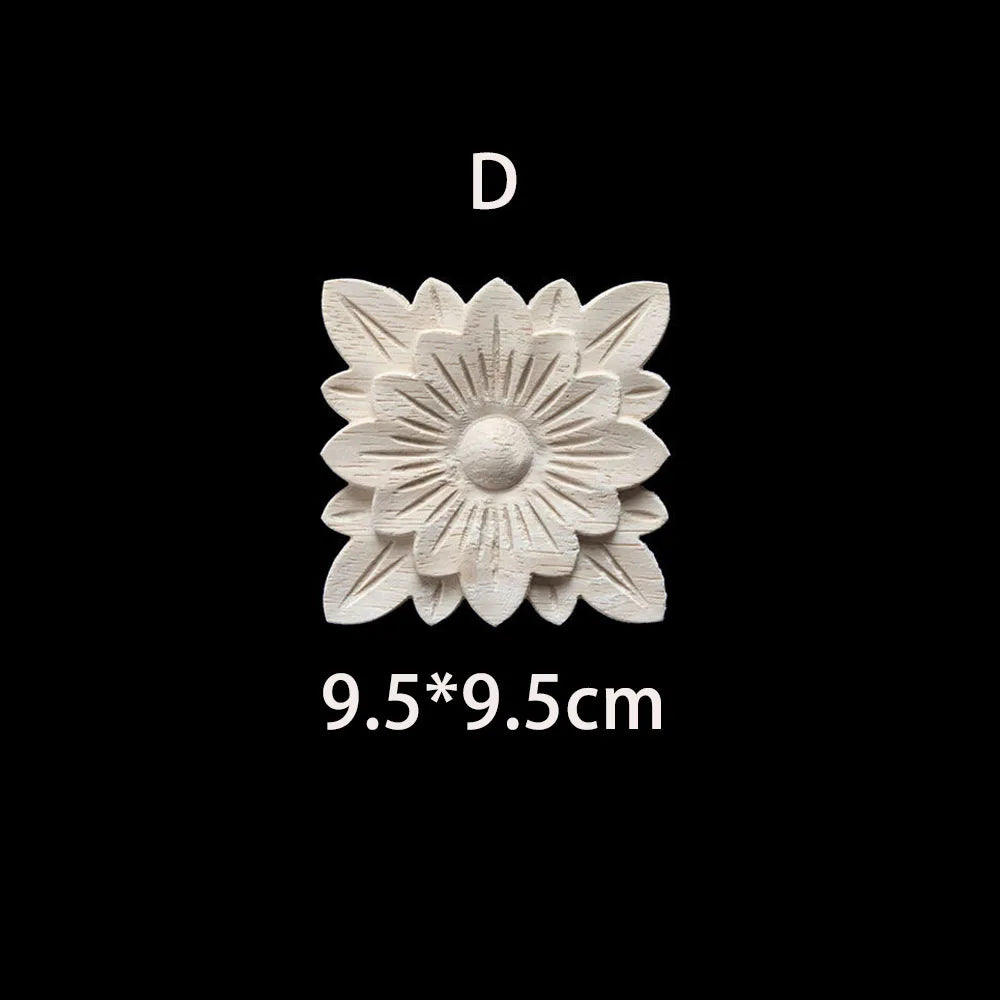 Unique Natural Floral Wood Carved Onlays and Appliques Wood Figurines for Decor Home Decoration Accessories wood furniture decal