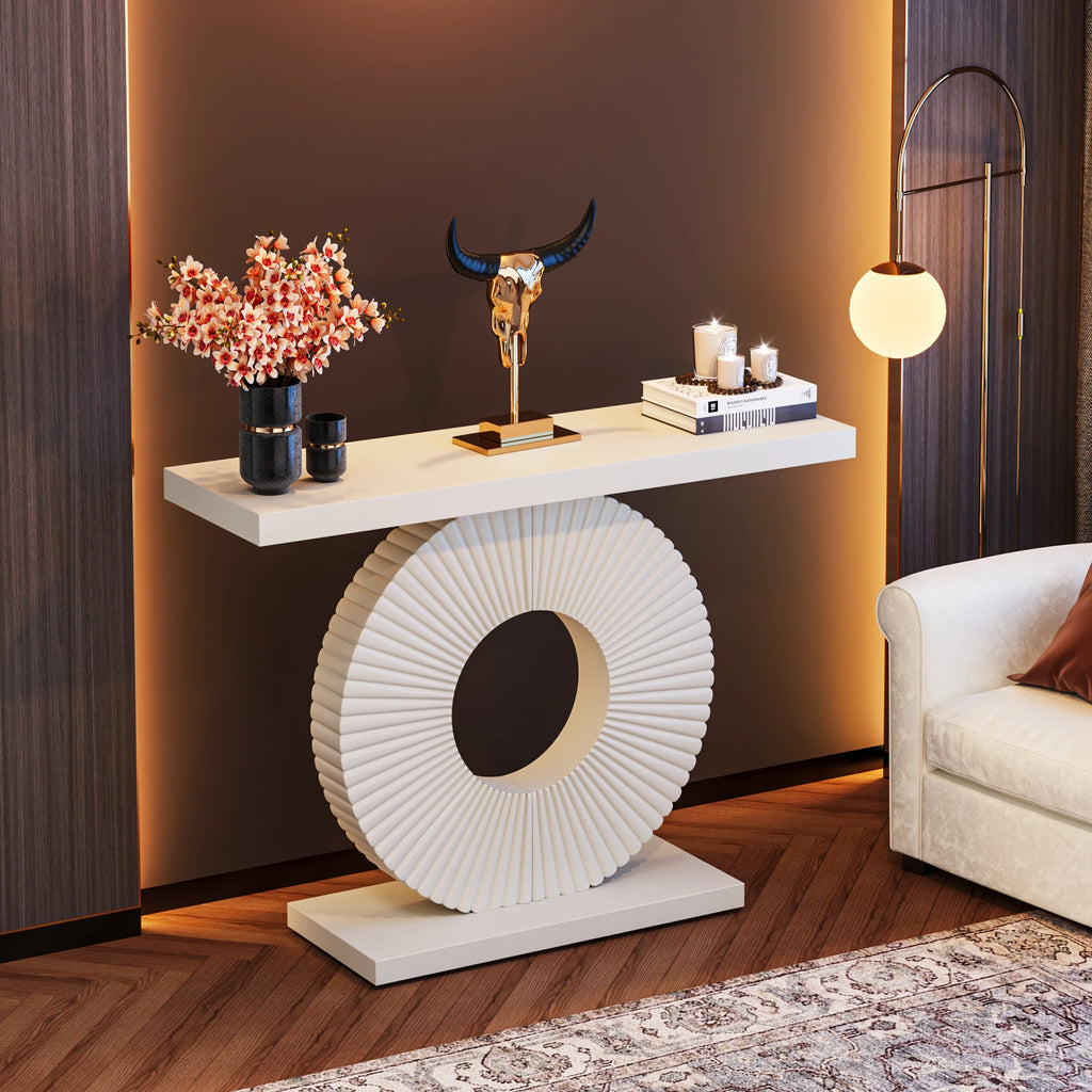 Tribesigns Modern Console Table with Geometric Base, 40 inch Wood Entryway Table Sofa Table Narrow Long Table