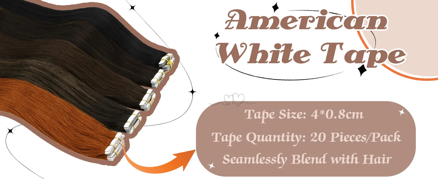 VeSunny Brown Tape in Hair Extensions Human Hair Brown Skin Weft Darkest Brown Human Hair Extensions for Women