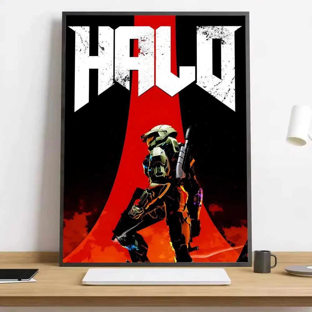 Game H-Halo Cool I-InfiniteS Painting Calligraphy HD Canvas Poster living room bedroom bar aesthetic decoration